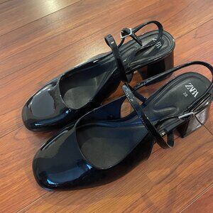 Black Patent Slingback Heels